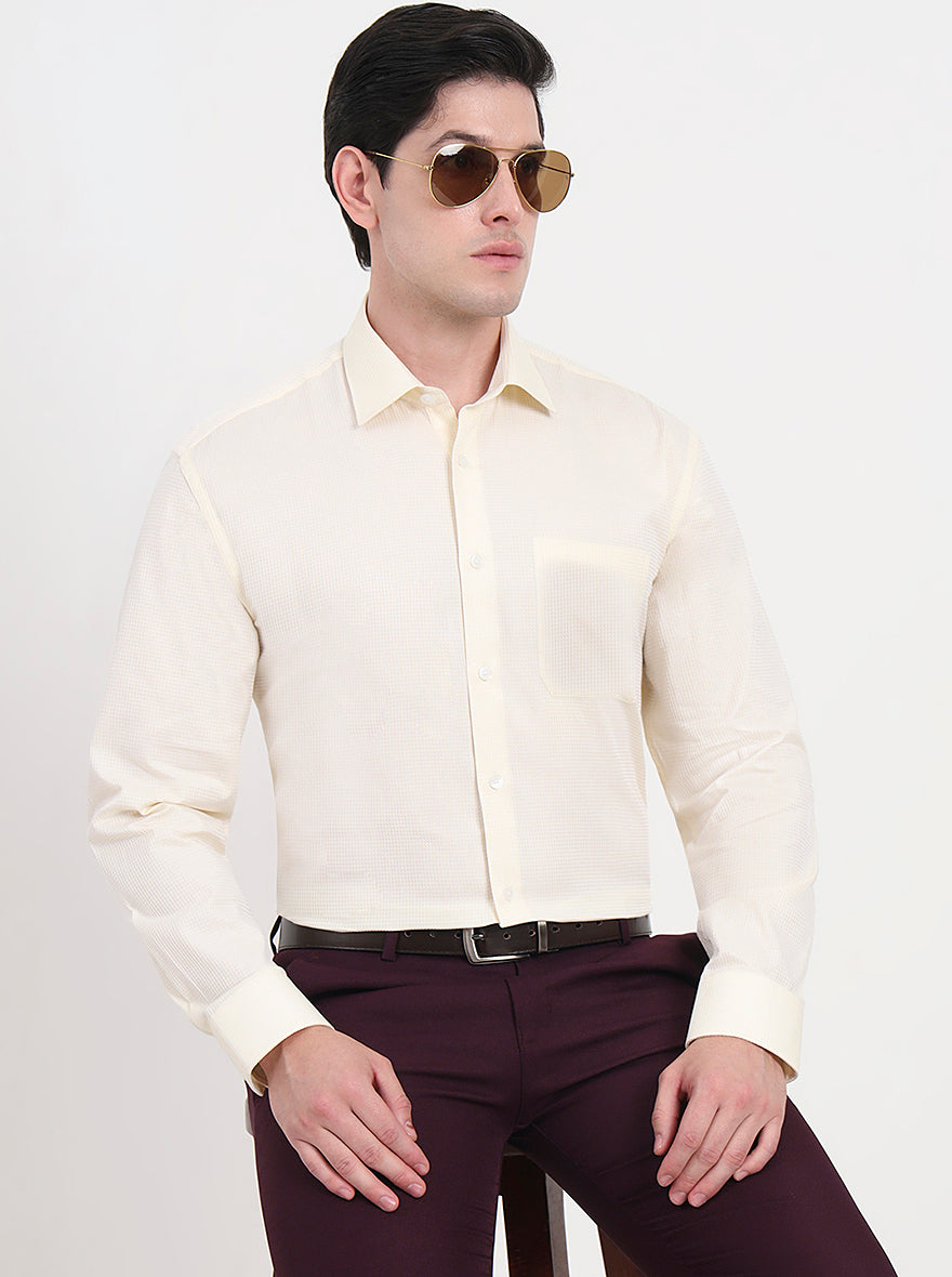 Lemon Yellow Solid Regular Fit Formal Shirt | JadeBlue