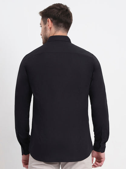 Black Solid Slim Fit Casual Shirt | JadeBlue
