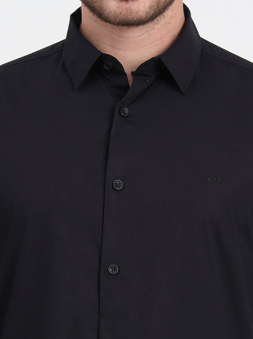 Black Solid Slim Fit Casual Shirt | JadeBlue