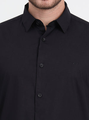 Black Solid Slim Fit Casual Shirt | JadeBlue