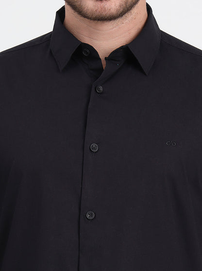 Black Solid Slim Fit Casual Shirt | JadeBlue