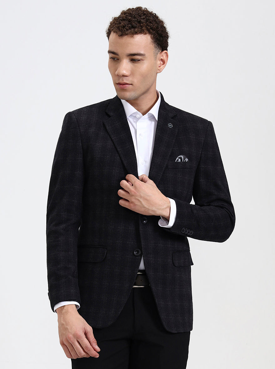 Grey Checked Regular Fit Blazer | Wyre
