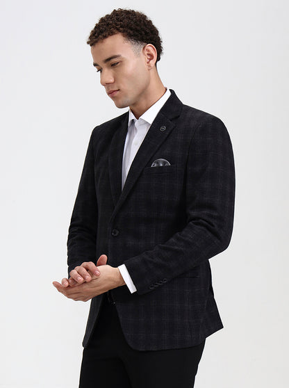 Grey Checked Regular Fit Blazer | Wyre