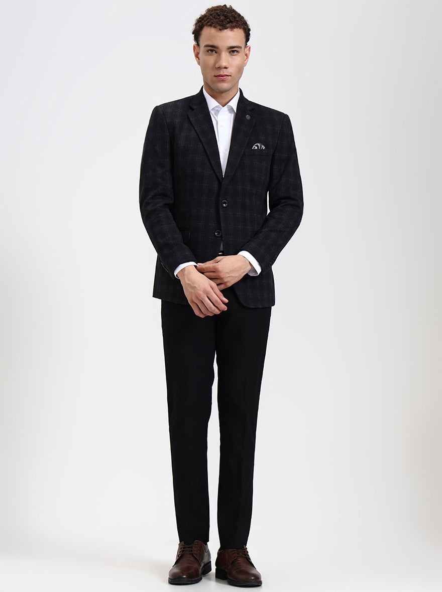 Grey Checked Regular Fit Blazer | Wyre