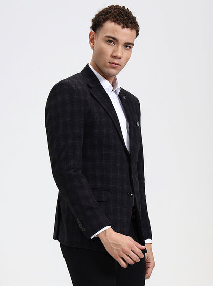 Grey Checked Regular Fit Blazer | Wyre