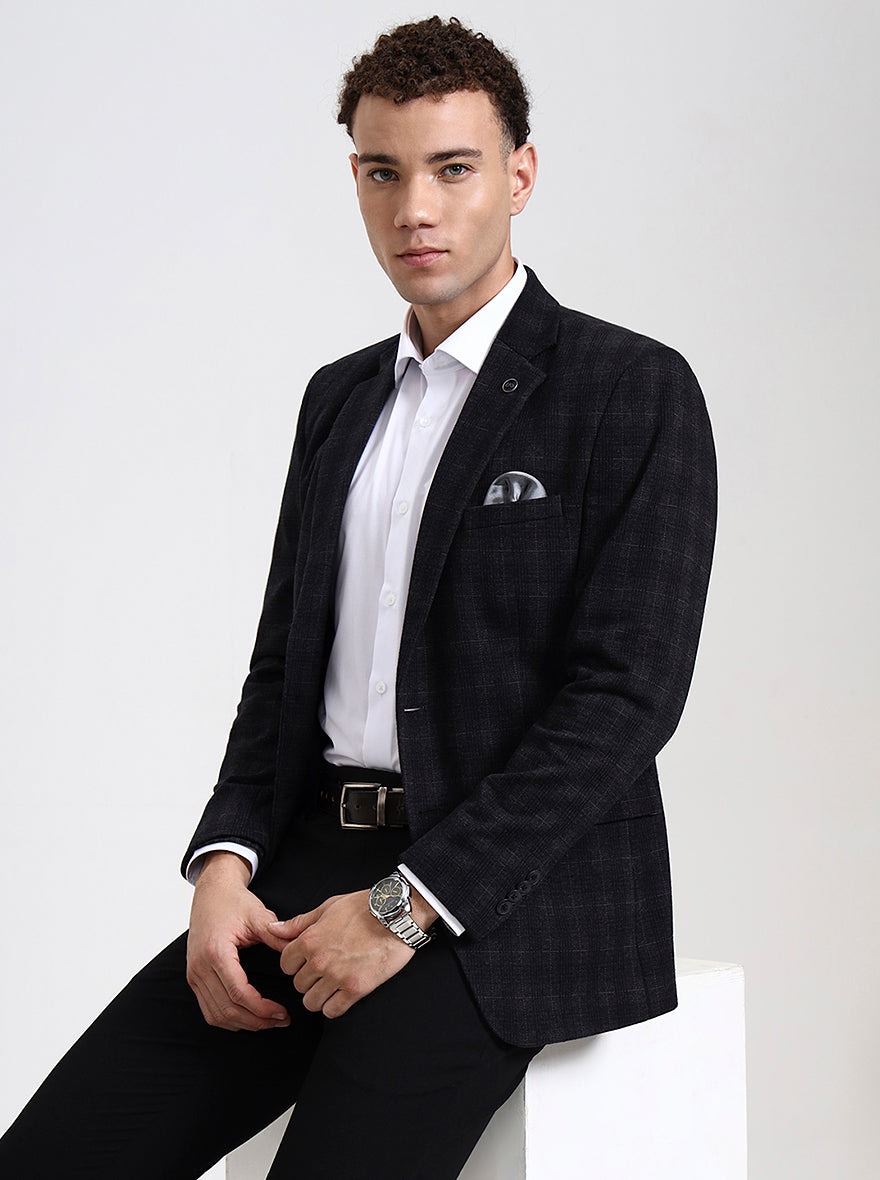 Grey Checked Regular Fit Blazer | Wyre
