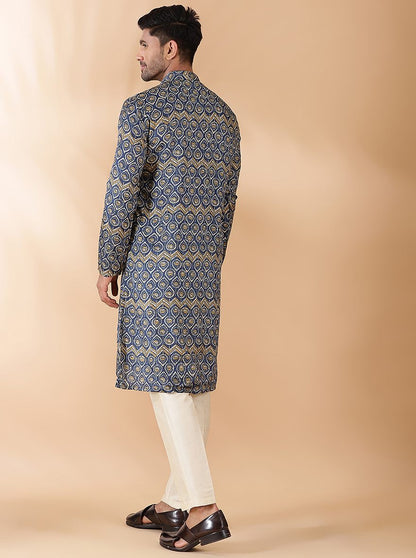 Navy Blue Printed Kurta | The Kurta Company