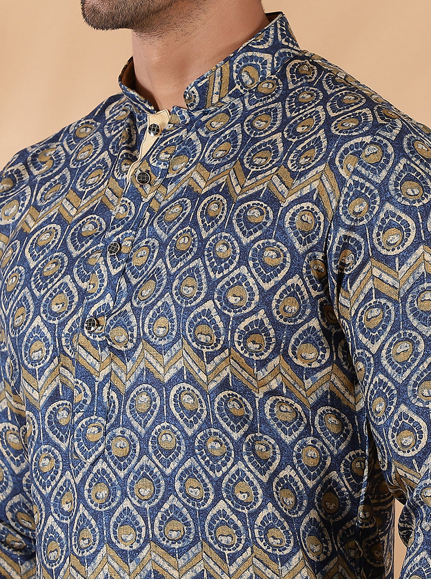 Navy Blue Printed Kurta | The Kurta Company
