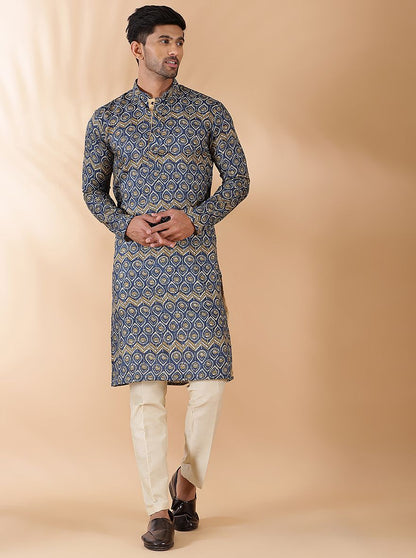 Navy Blue Printed Kurta | The Kurta Company