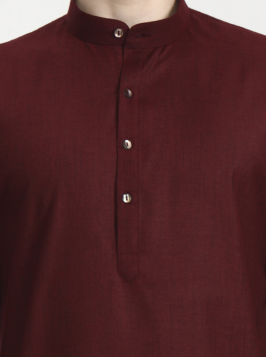 Maroon Solid Modi Kurta | JadeBlue