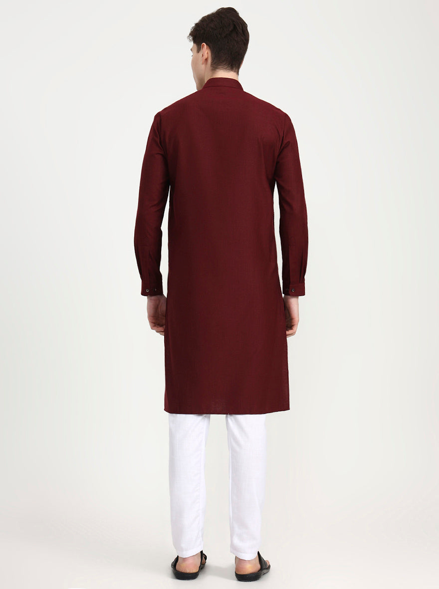 Maroon Solid Modi Kurta | JadeBlue