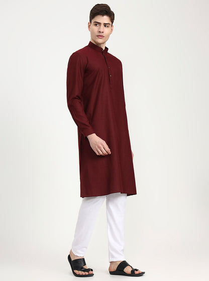 Maroon Solid Modi Kurta | JadeBlue