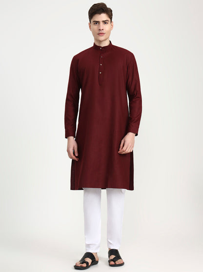 Maroon Solid Modi Kurta | JadeBlue