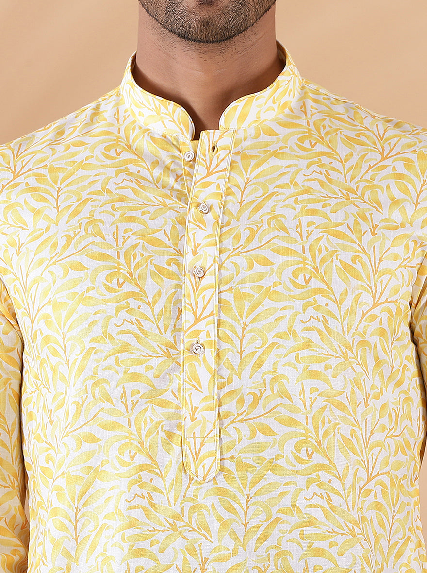 Yellow Printed Kurta | The Kurta Company