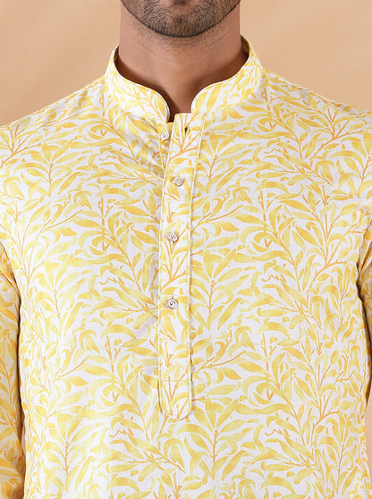 Yellow Printed Kurta | The Kurta Company
