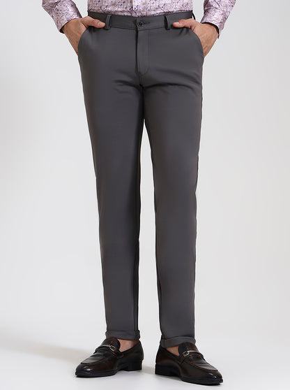 Dark Grey Solid Slim Fit Club Wear Trouser | Wyre
