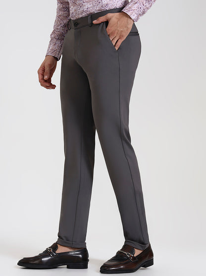 Dark Grey Solid Slim Fit Club Wear Trouser | Wyre