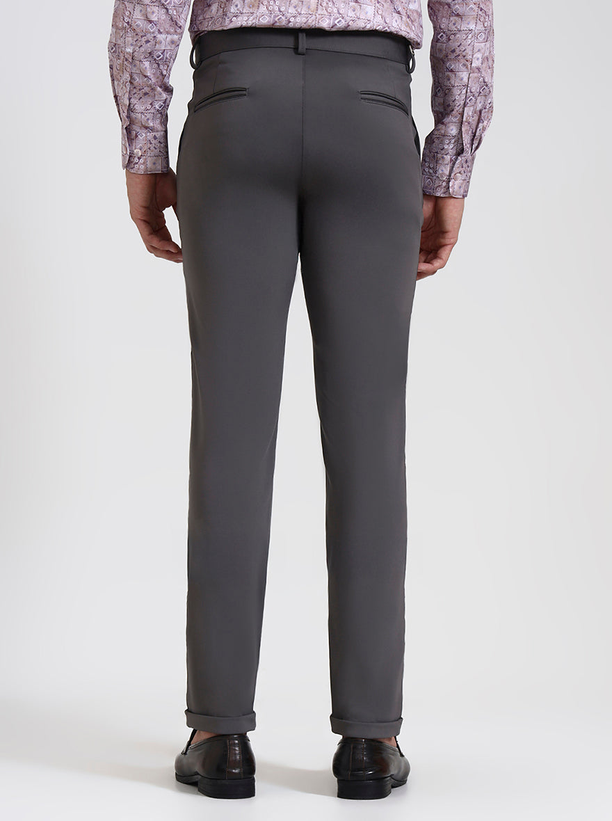 Dark Grey Solid Slim Fit Club Wear Trouser | Wyre