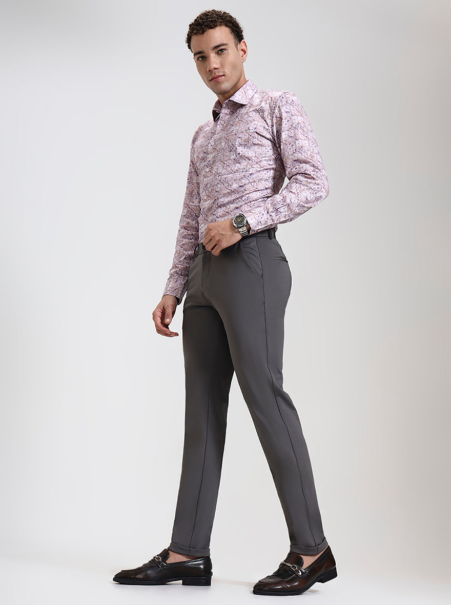 Dark Grey Solid Slim Fit Club Wear Trouser | Wyre
