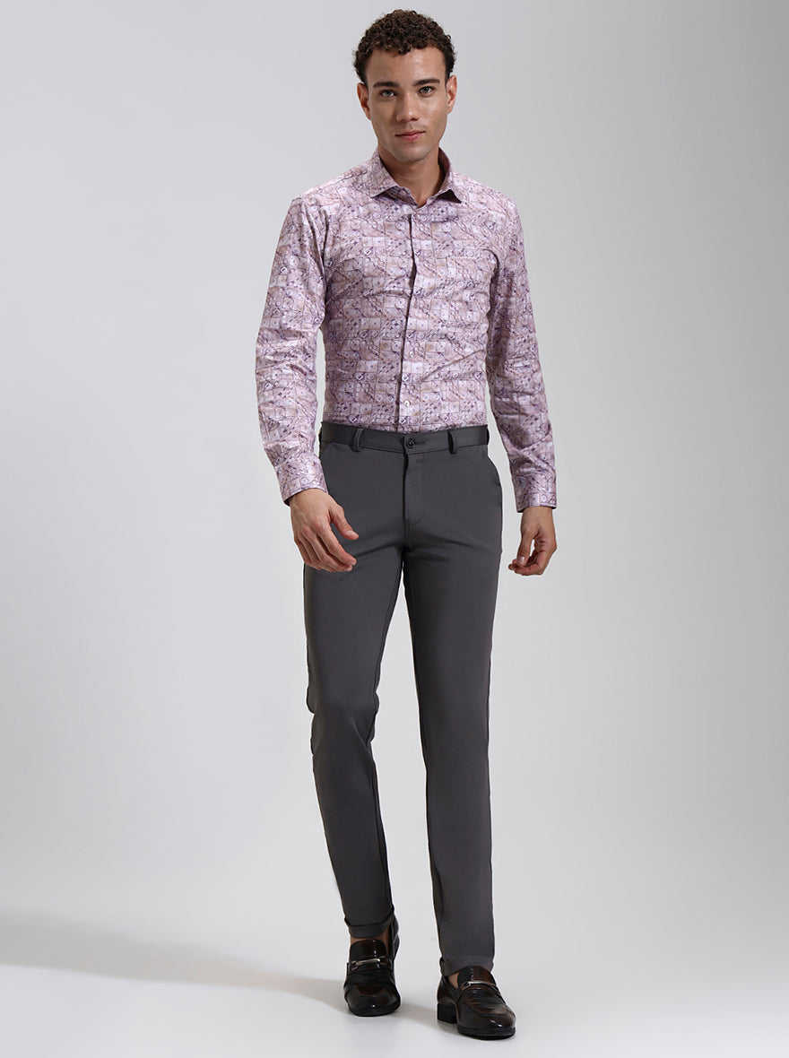 Dark Grey Solid Slim Fit Club Wear Trouser | Wyre