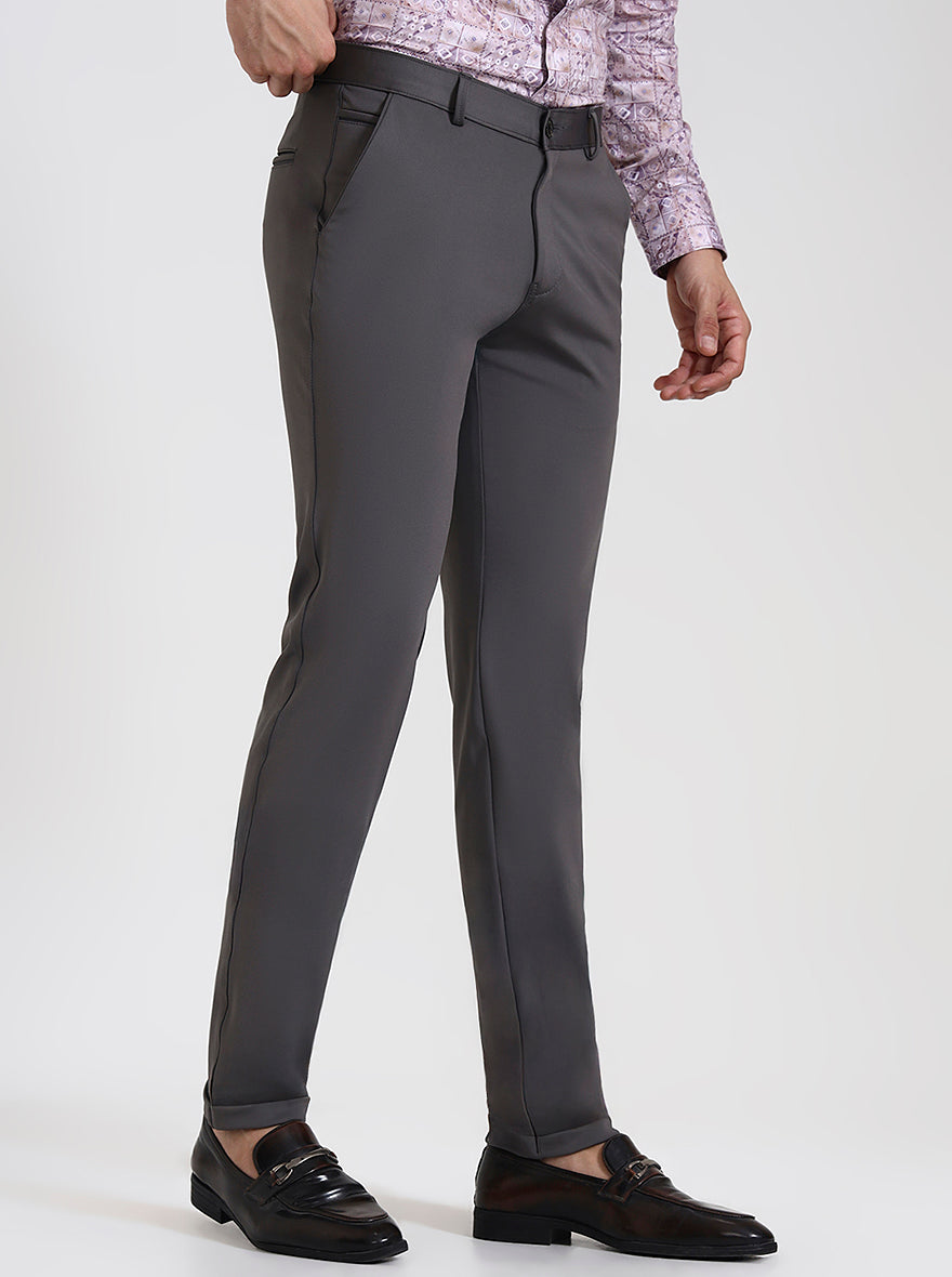 Dark Grey Solid Slim Fit Club Wear Trouser | Wyre
