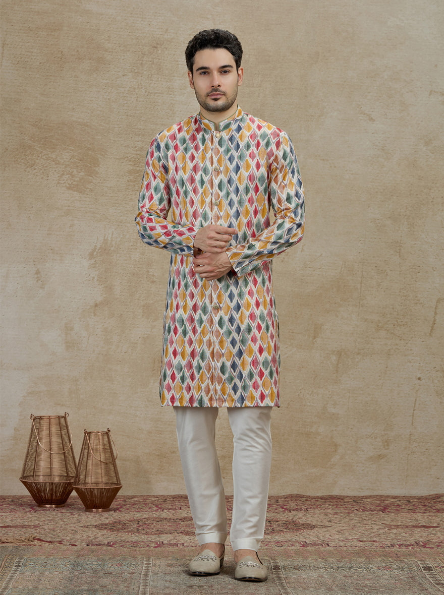 Blue & Multicolor Printed Kurta Pajama | Virasana