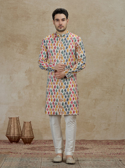 Blue & Multicolor Printed Kurta Pajama | Virasana