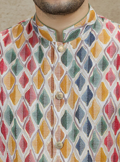 Blue & Multicolor Printed Kurta Pajama | Virasana