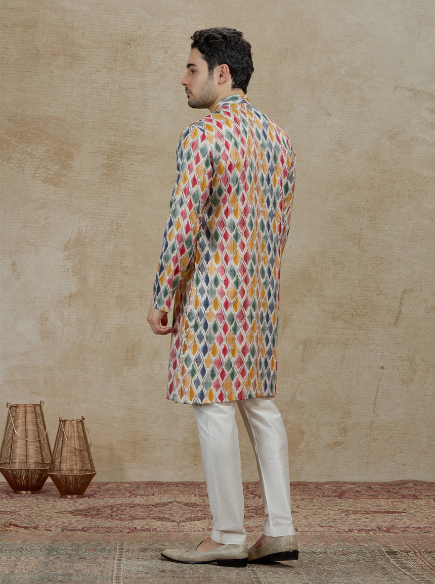 Blue & Multicolor Printed Kurta Pajama | Virasana