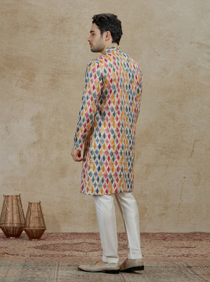 Blue & Multicolor Printed Kurta Pajama | Virasana