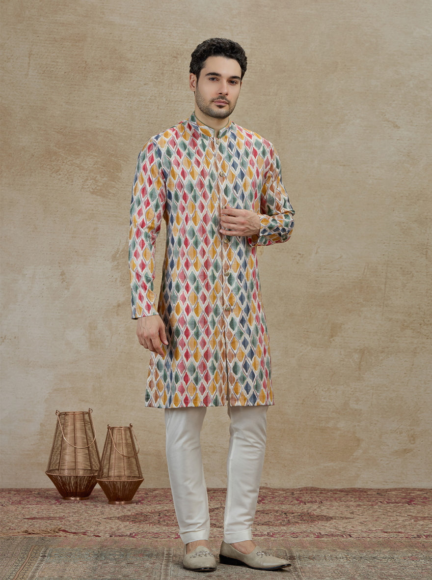 Blue & Multicolor Printed Kurta Pajama | Virasana