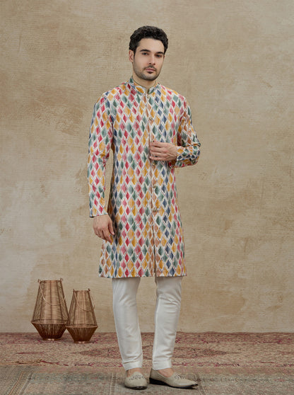 Blue & Multicolor Printed Kurta Pajama | Virasana
