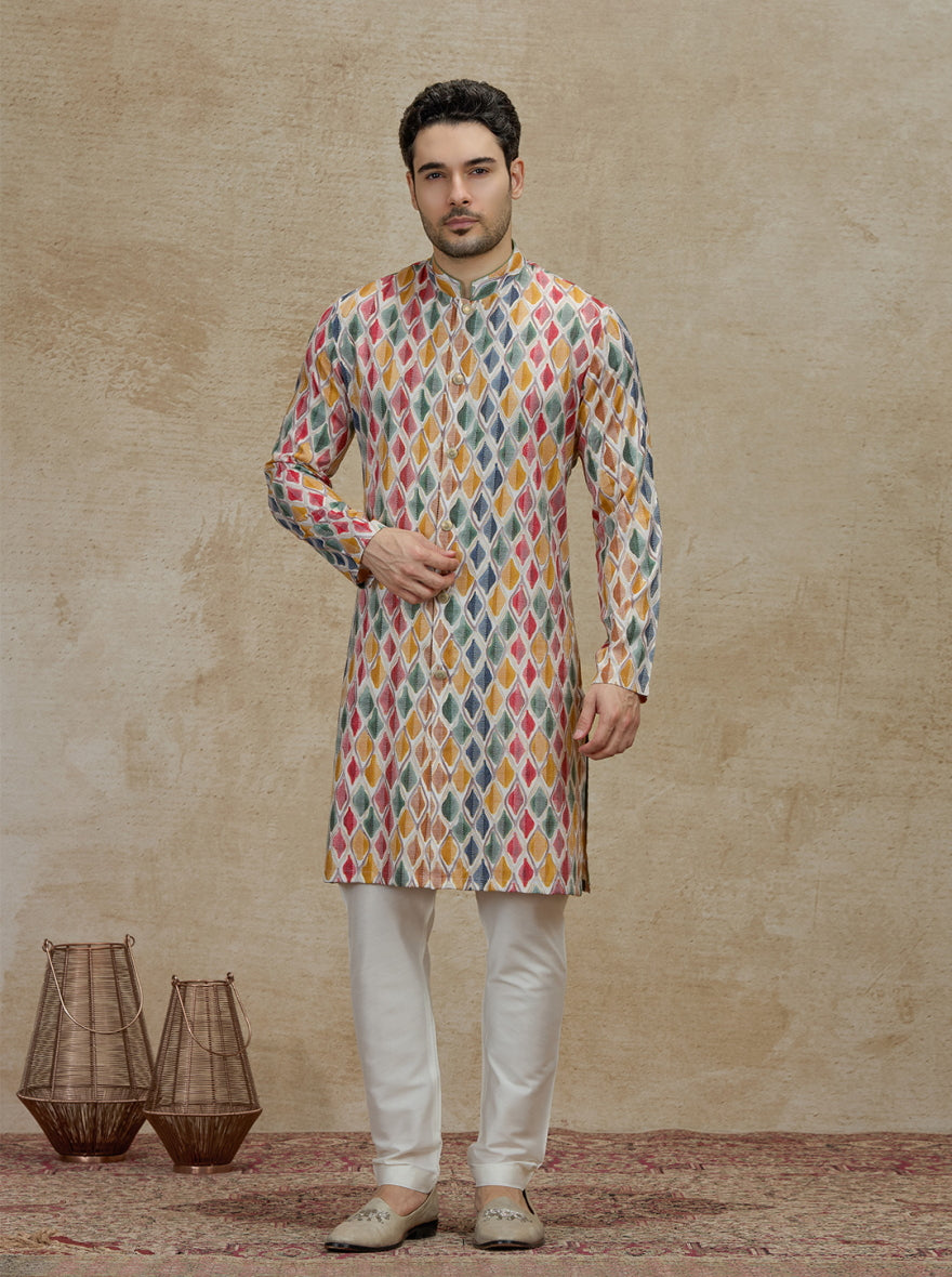 Blue & Multicolor Printed Kurta Pajama | Virasana