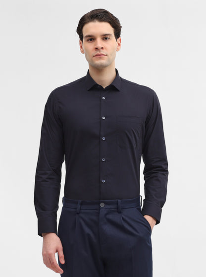 Blue Solid Slim Fit Formal Shirt | Greenfibre