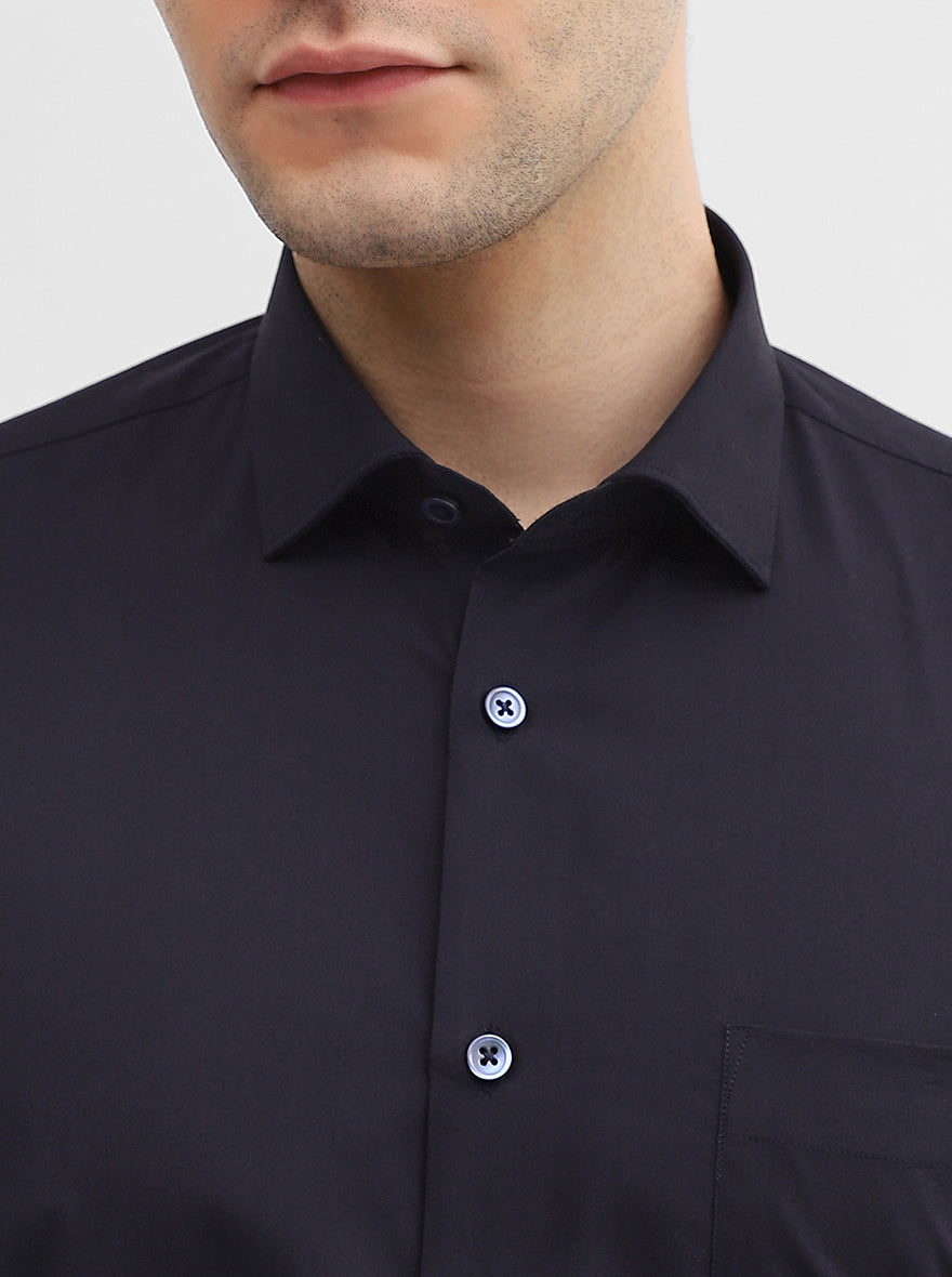 Blue Solid Slim Fit Formal Shirt | Greenfibre