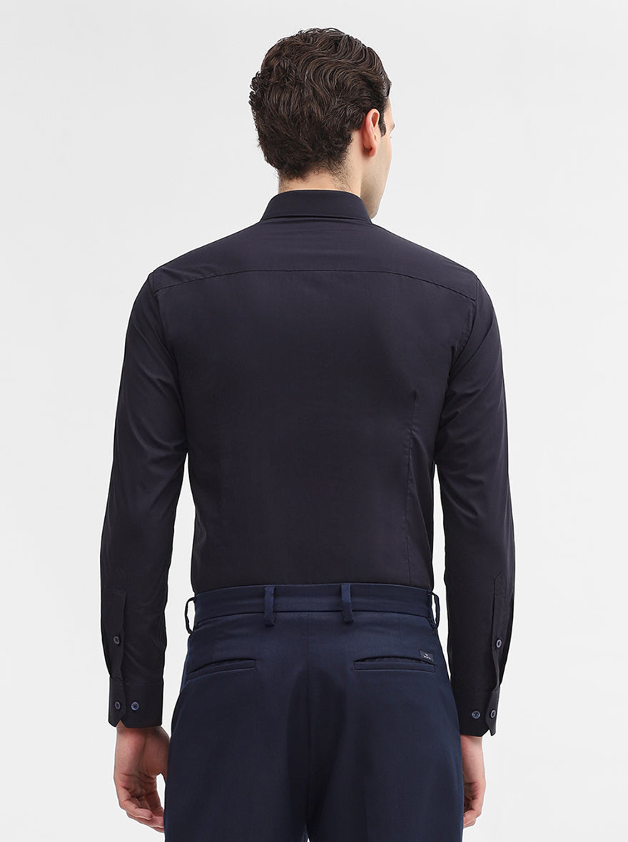 Blue Solid Slim Fit Formal Shirt | Greenfibre