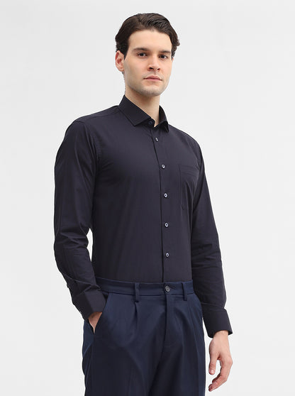 Blue Solid Slim Fit Formal Shirt | Greenfibre