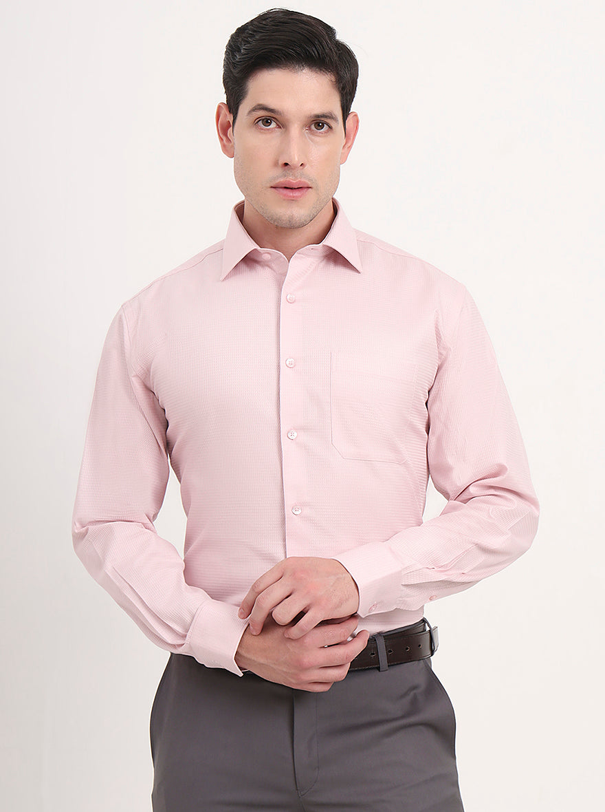 Pink Solid Regular Fit Formal Shirt | JadeBlue
