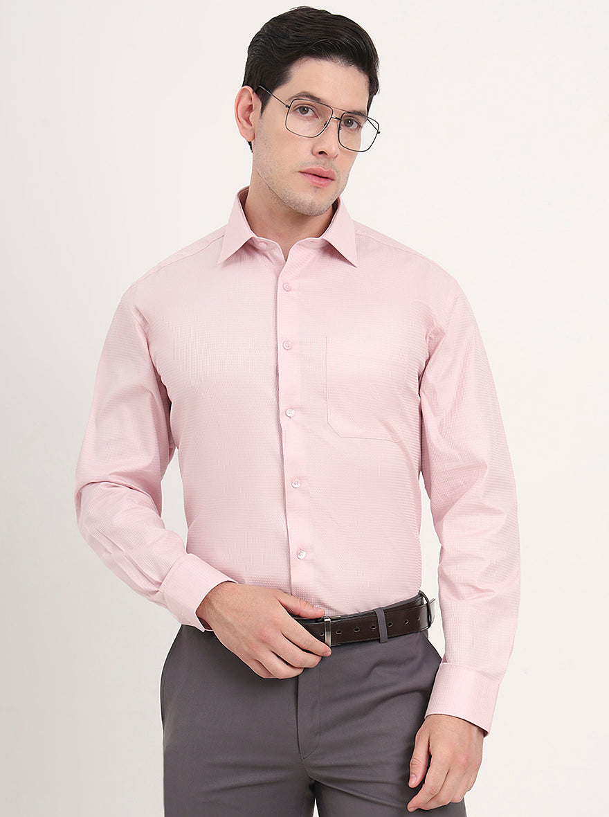 Pink Solid Regular Fit Formal Shirt | JadeBlue
