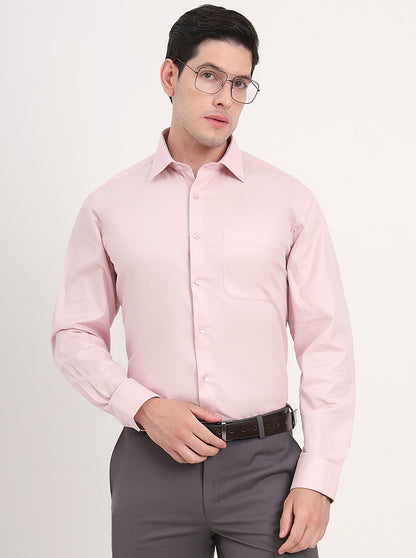 Pink Solid Regular Fit Formal Shirt | JadeBlue