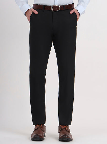 Black Solid Slim Fit Formal Trouser | Greenfibre
