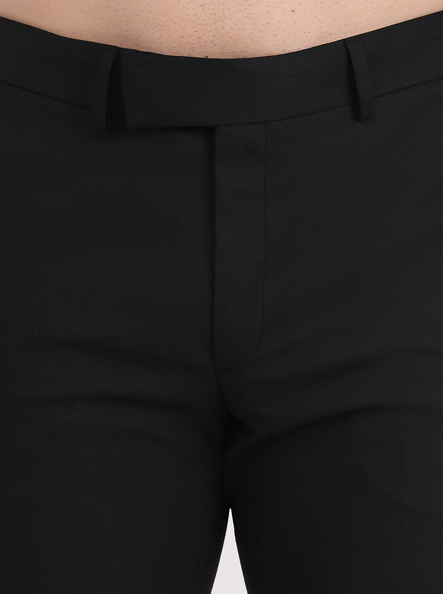 Black Solid Slim Fit Formal Trouser | Greenfibre