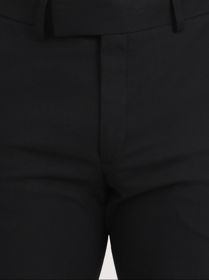 Black Solid Slim Fit Formal Trouser | Greenfibre