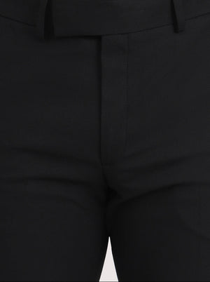 Black Solid Slim Fit Formal Trouser | Greenfibre