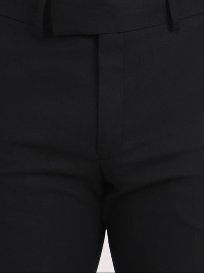 Black Solid Slim Fit Formal Trouser | Greenfibre
