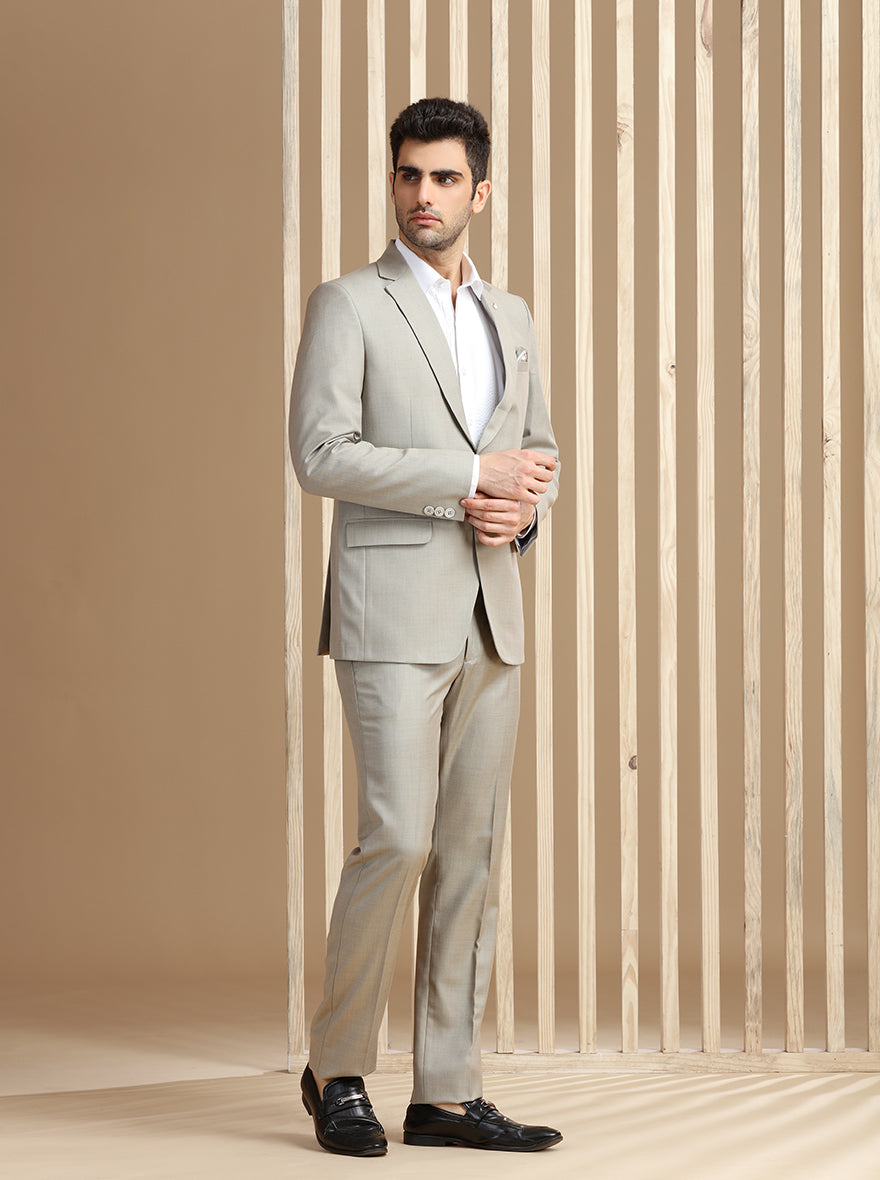 Fawn Self Textured Suit | JadeBlue
