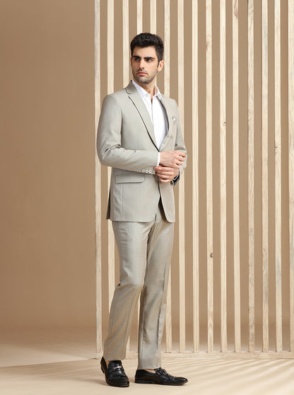 Fawn Self Textured Suit | JadeBlue