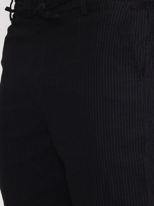 Black Striped Regular Fit Track Pant | JadeBlue