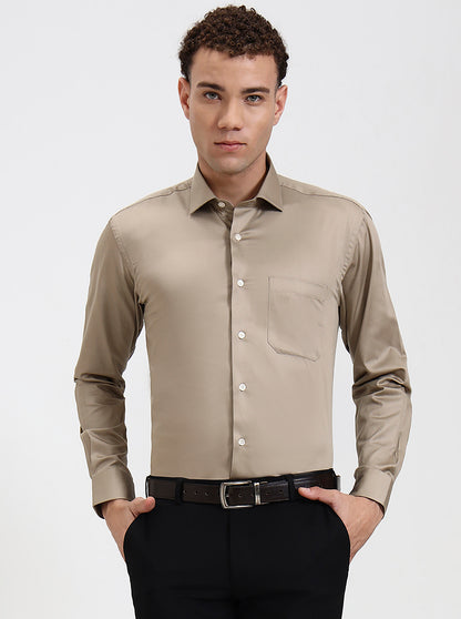 Fawn Solid Slim Fit Formal Shirt | Metal