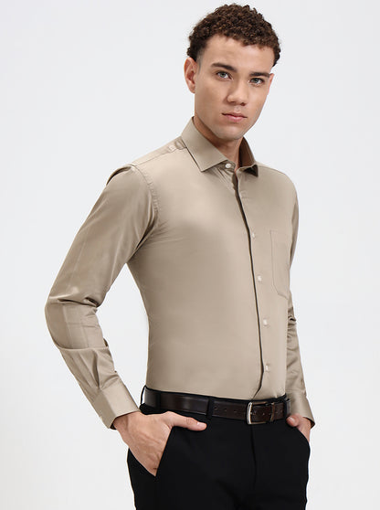Fawn Solid Slim Fit Formal Shirt | Metal